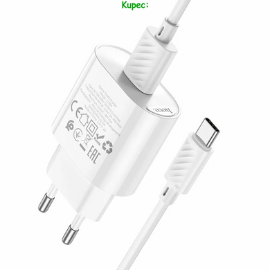 Зарядний пристрій HOCO C109A - 1USB QC3.0 18W + Кабель Type-C (White)