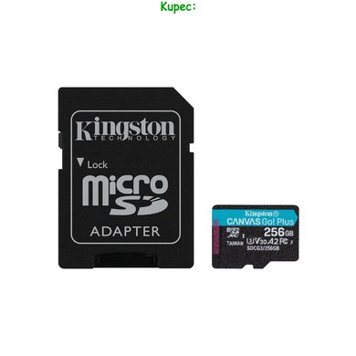 Карта памяти MicroSD 256Gb Kingston Canvas Go Plus A2 V30 (U3) R170 W90 + SD-adapter