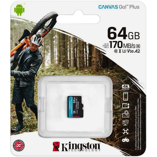Карта пам'яті MicroSD 64Gb Kingston Canvas Go Plus A2 V30 (U3) R170 W70