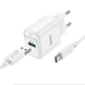 Зарядний пристрій HOCO C140A - 1USB QC3.0 18W + Кабель Type-C (White)