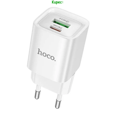 Зарядний пристрій HOCO C147A - 1USB + 1USB-С PD QC3.0 20W (White)