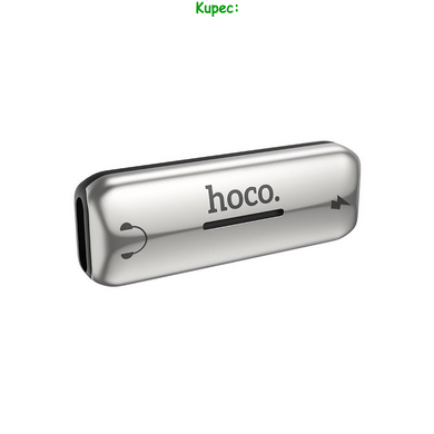 Аудио-переходник HOCO LS27 Lightning to Lightning HF + Lightning AC (Silver)