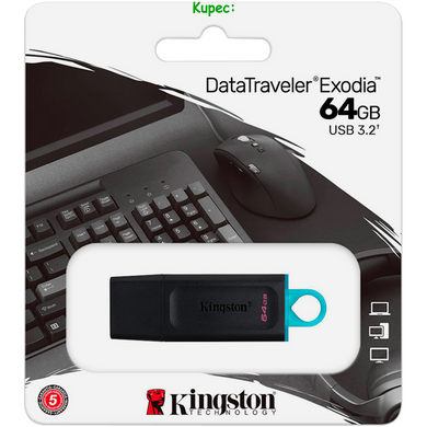 Флеш память USB 64Gb USB 3.2 Kingston DT Exodia Black+Teal