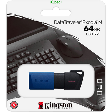 Флеш пам'ять USB 64Gb USB 3.2 Kingston DT Exodia M Black+Blue