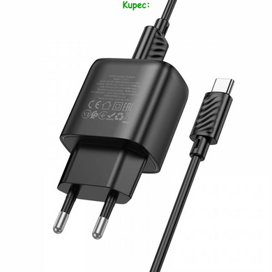 Зарядний пристрій HOCO C141A - 2USB 2.1A 10.5W + Кабель Type-C (Black)