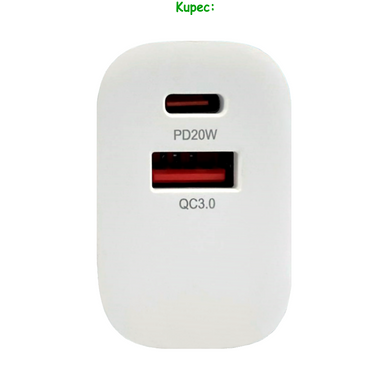 Зарядное устройство WUW C204 - 1USB + 1USB-C PD (White)