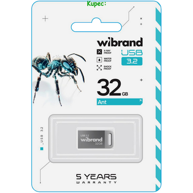 Флеш пам'ять USB 32Gb USB 3.2 Wibrand Ant Silver