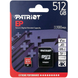Карта памяти MicroSD 512Gb Patriot EP Series A1 V30 (U3) R100 W80 + SD-adapter