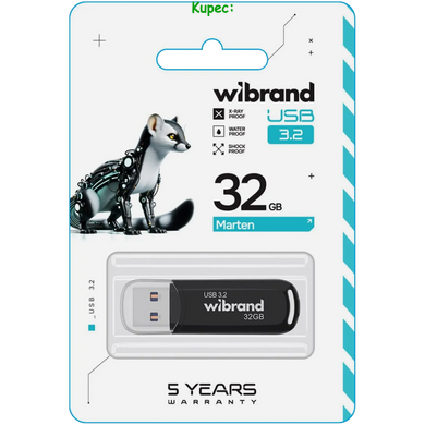 Флеш пам'ять USB 32Gb USB 3.2 Wibrand Marten Black