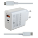 Зарядное устройство 35W - 1USB + 1PD для Samsung + Кабель Type-C to Type-C (White)