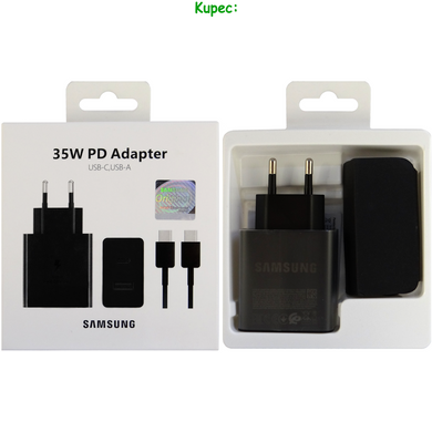 Зарядний пристрій 35W - 1USB + 1PD для Samsung + Кабель Type-C to Type-C (Black)
