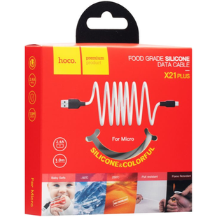 Кабель Micro USB HOCO X21 Plus Silicone 1m (White-Black)