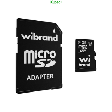 Карта памяти MicroSD 64Gb Wibrand class 10 (U1) + SD-adapter