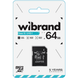 Карта памяти MicroSD 64Gb Wibrand class 10 (U1) + SD-adapter