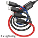 Кабель 4in1 Micro USB + 2хLightning + Type-C HOCO X76 Super 1m (Black-Blue-Red)