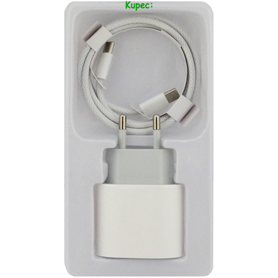 Зарядний пристрій 25W - PD USB-C для Apple 15 Pro Max + Кабель Type-C to Type-C (White)