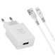 Зарядний пристрій WUW T52 - 1USB + Кабель Lightning (White)