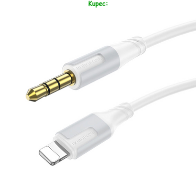 Кабель AUX 3.5 mm - Lightning Borofone BL19 1m (White)