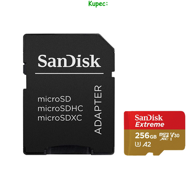 Карта памяти MicroSD 256Gb Sandisk Extreame A2 V30 (U3) R190 W130 + SD-adapter