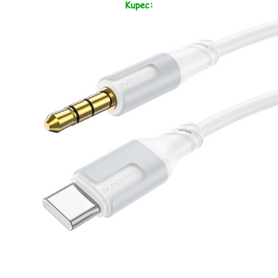 Кабель AUX 3.5 mm - Type-C Borofone BL19 1m (White)