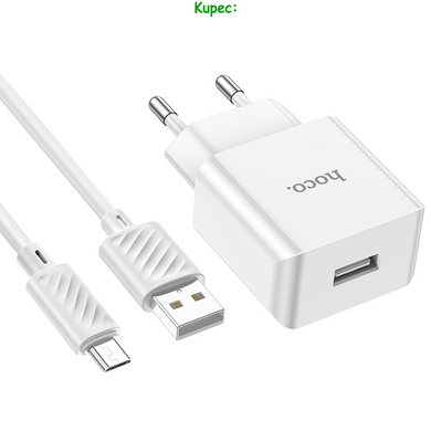 Зарядний пристрій HOCO C106A - 1USB 2.1A 10.5W + Кабель Micro (White)