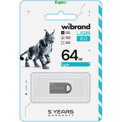 Флеш пам'ять USB 64Gb Wibrand Lynx Silver