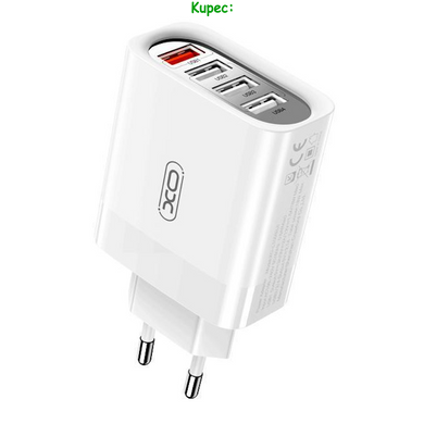 Зарядний пристрій XO L100 - 4USB QC3.0 (White)